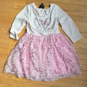 Pink and White Bow Girl's Dress Size 5